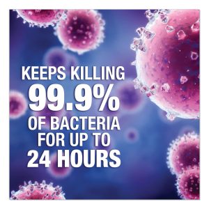 Microban Bathroom Cleaner 24 hours kills viruses