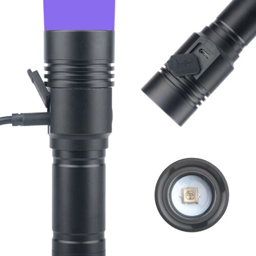 280+395nm UVC Germicidal Torch Sterilize surfaces with this powerful UVC germicidal torch that doubles as a black light to identify bodily fluids in the dark. This torch can kill up to 99.94% of eukaryotic bacteria. Comes with a micro USB charger and a rechargeable battery.