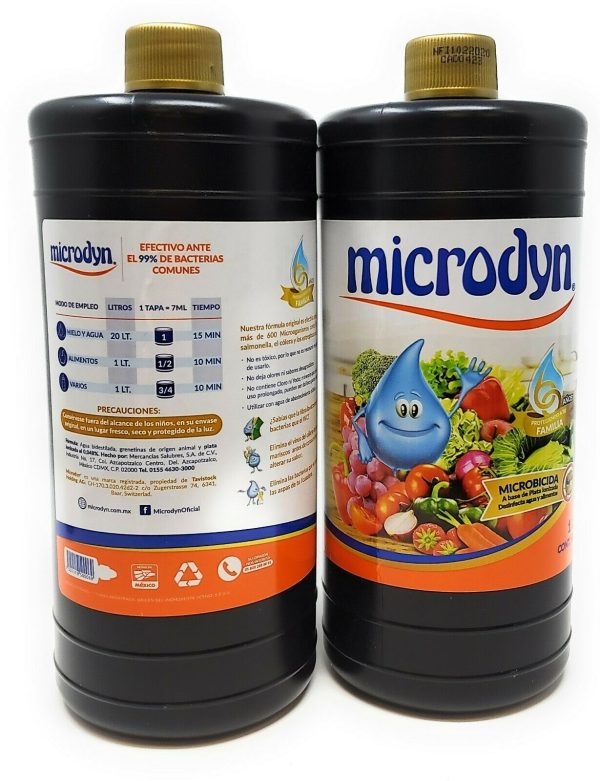 Microdyn Fruit and Vegetable Wash (2 Pack) Add 8 dropfuls to 1 liter of water and soak fruit, vegetables and food for 10 minutes Made in Mexico; packaging in Spanish; hecho en Mexico Great travel item when visiting foreign countries for backpacking, camping, hiking and more. Microdyn Fruit and Vegetable Wash Quantity: 1000ml bottles (2 pack)