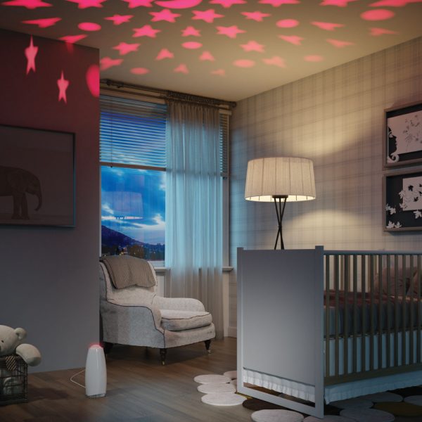 Babyair Air Purifier Airfree Babyair uses the silent, maintenance free and exclusive TSS technology. Babyair offers the unique stars night light projection that creates a pleasant and soothing interactive environment. This patented Thermodynamic TSS Technology destroys mold, dust mites, bacteria, viruses, pollens, pet dander, tobacco and other organic allergens. Airfree also reduces indoor harmful ozone levels. It is perfect for mold contaminated areas as well as asthma and allergy sufferers. Airfree’s exclusive technology is completely silent and does not require any filters or maintenance. Recommended for rooms up to 450 ft².