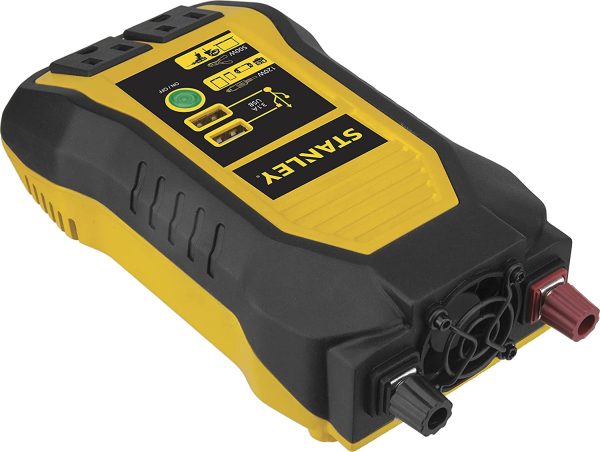 STANLEY PI500S Power Inverter 500W Car Converter: Dual AC Outlets, 3.1A USB Ports, 12V DC Adapter, Battery Clamps STANLEY PI500S POWERiT 500-Watt Power Inverter includes 500 watts of continuous household power on the go.