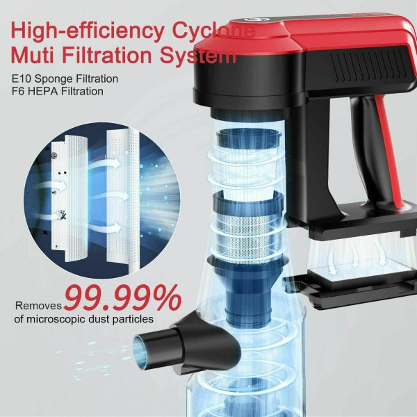 MOOSOO K23 4-in-1 Cordless Vacuum 23kpa 5-Stage Filtration System 300W : Outstanding 10-35mins CORDLESS running time ensures thorough cleaning all around the house. The upgrade version provides 300-watt powerful suction to meet every cleaning demands, picks up debris and dusts, crumbs and pet hairs in minute. It performs well on all kinds of hard floors, carpet, stairs and windowsills, sofa and bed, desk and curtain, etc : It creates a high speed rotating airflow to remove particulates from air. Plus high-density HEPA which removes up to 99.99% of microscopic dust particles as small as 0.1 microns, this vacuum cleaner provides ultimate purified air and excellent cleaning experience for every users. HEPA is washable and recyclable  : Wireless design makes you away from the hassle of cord and still provide up to 23000PA powerful suction to complete a thorough cleaning. 3 adjustable modes adapt to different situations and allow full use of the battery : The main machine weights only 5.29 lb which can be equipped with different attachments for different tasks. With an ergonomic handle, people can hold the machine to finish cleaning . 2000mAh large capacity battery can be full charged in 4.5 hours  : MOOSOO Main Motor*1; Floor brush*1; 2 in 1 dusting brush*1; Connection tube*1; Adapter*1; 7*2000mAh battery*1; Holder*1; Crevice tool*1; User manual*1