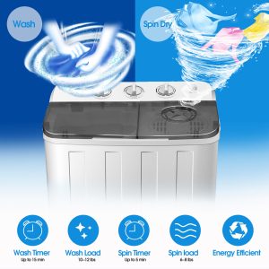 Portable Twin Tub Compact Washing Machine Washer + Spin Dryer Combo