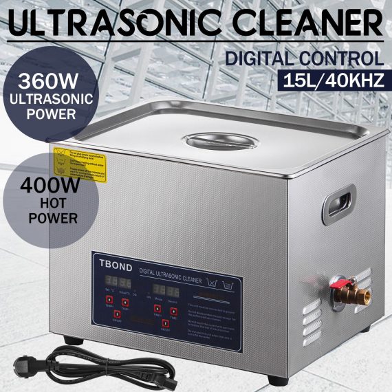 TBOND 15L Ultrasonic Cleaner w/ Heater & Digital Timer