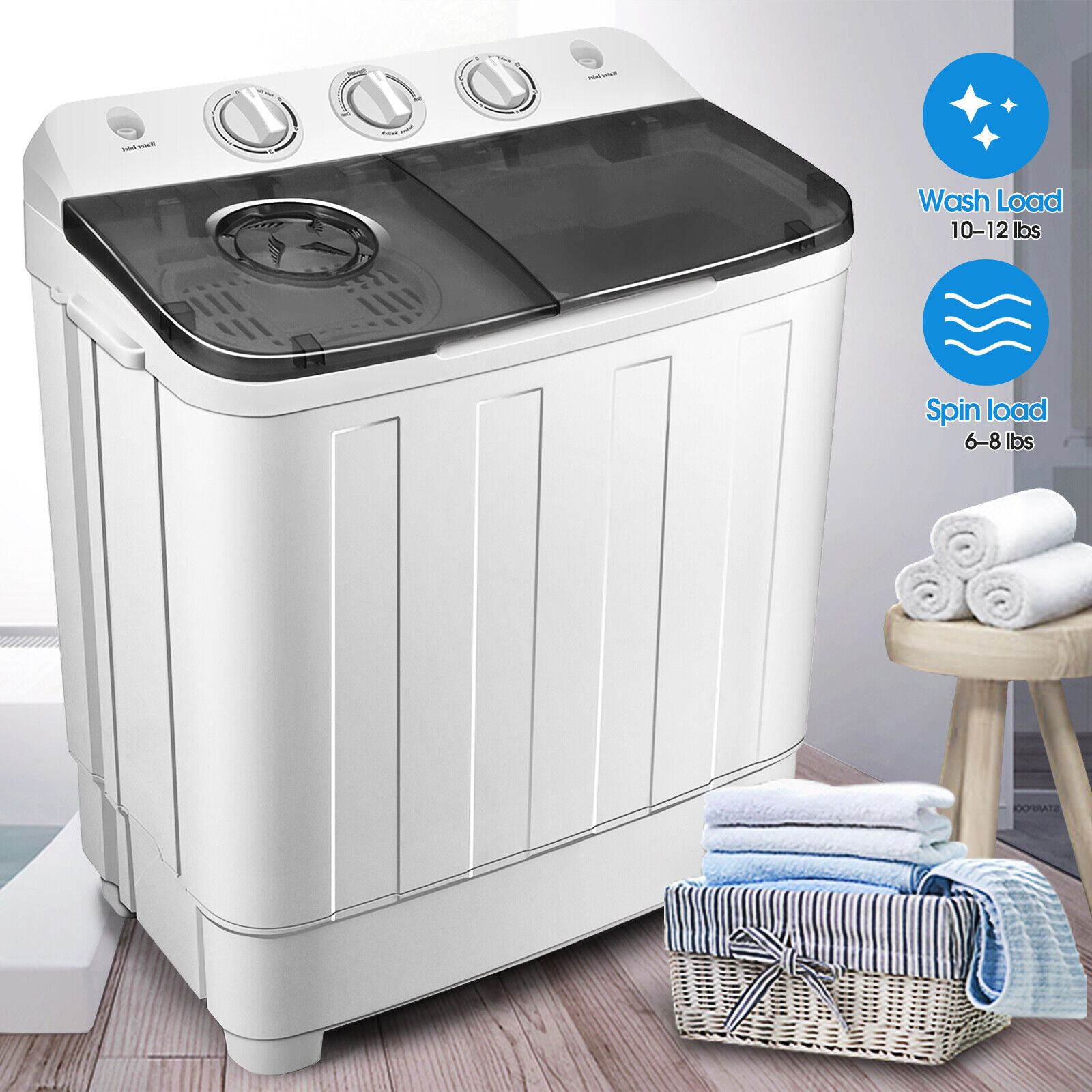 Portable Twin Tub Compact Washing Machine Washer + Spin Dryer
