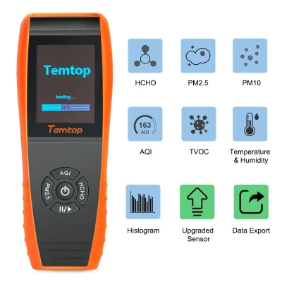 temtop lkc-1000s+ air quality monitor PM2.5 PM10 TVOC HCHO Temperature Humidity 2nd gen