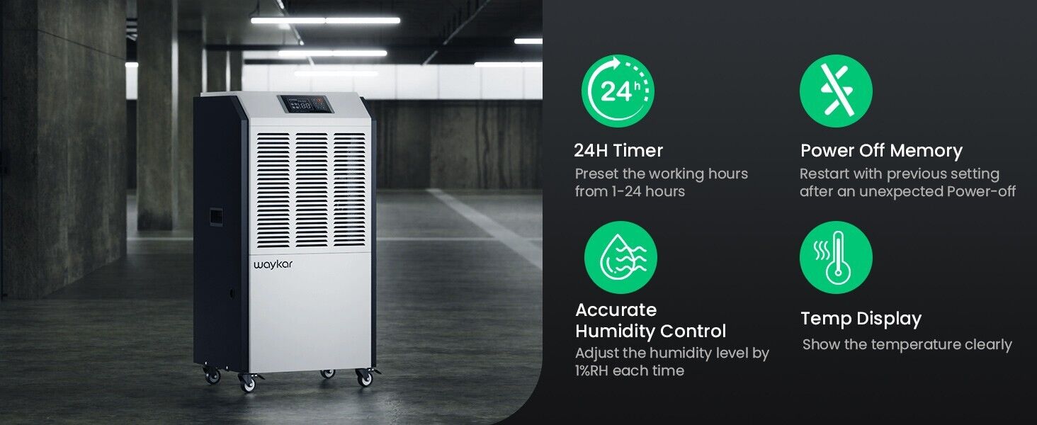 216 Pints Large Commercial Dehumidifier Industrial Dehumidifier with Drain Hose